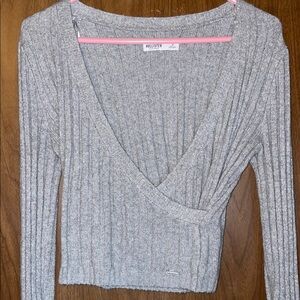 Hollister Gray Ribbed Knit Sweater